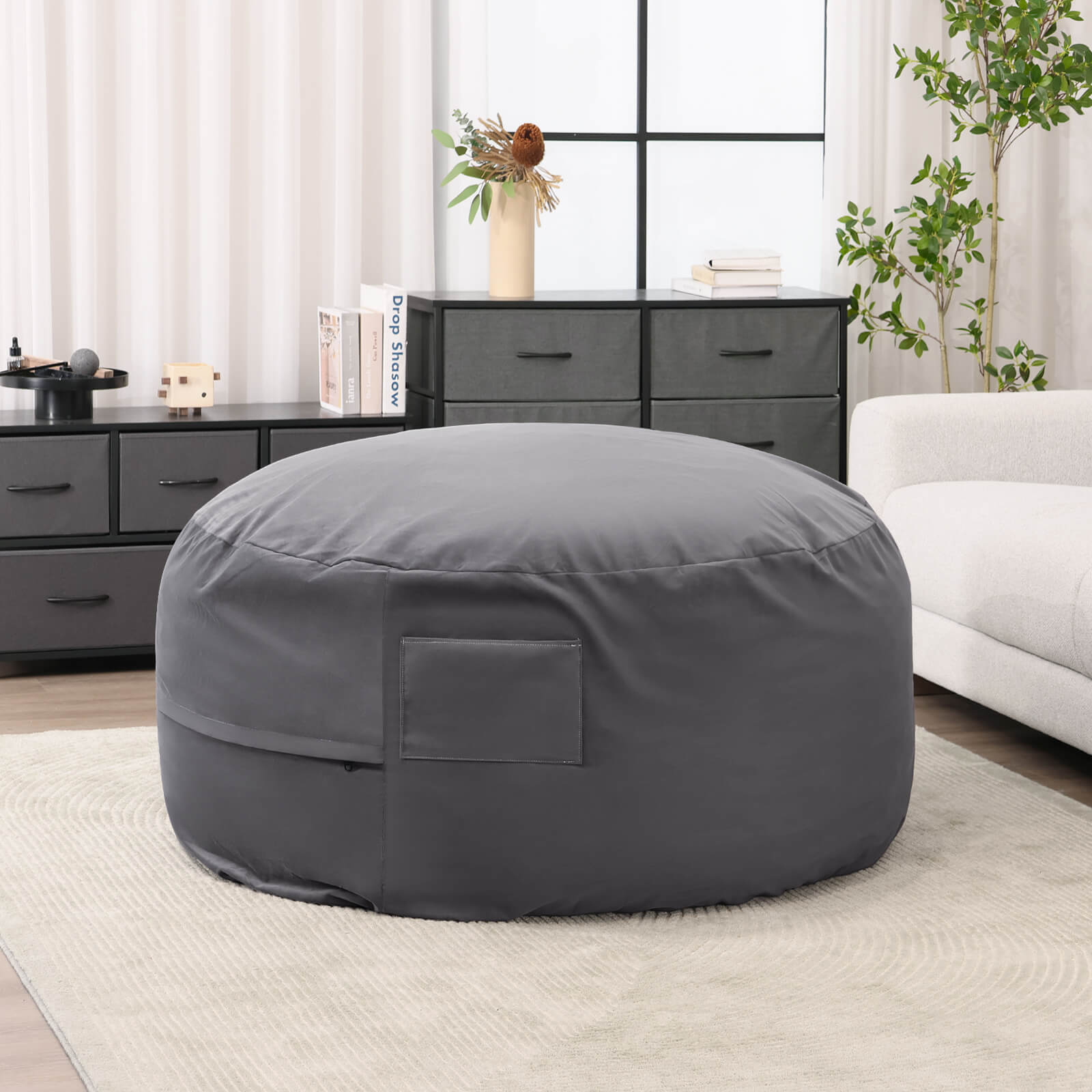 Eggzu Adult Universal Bean Bag Chair-Round & Cozy Comfort