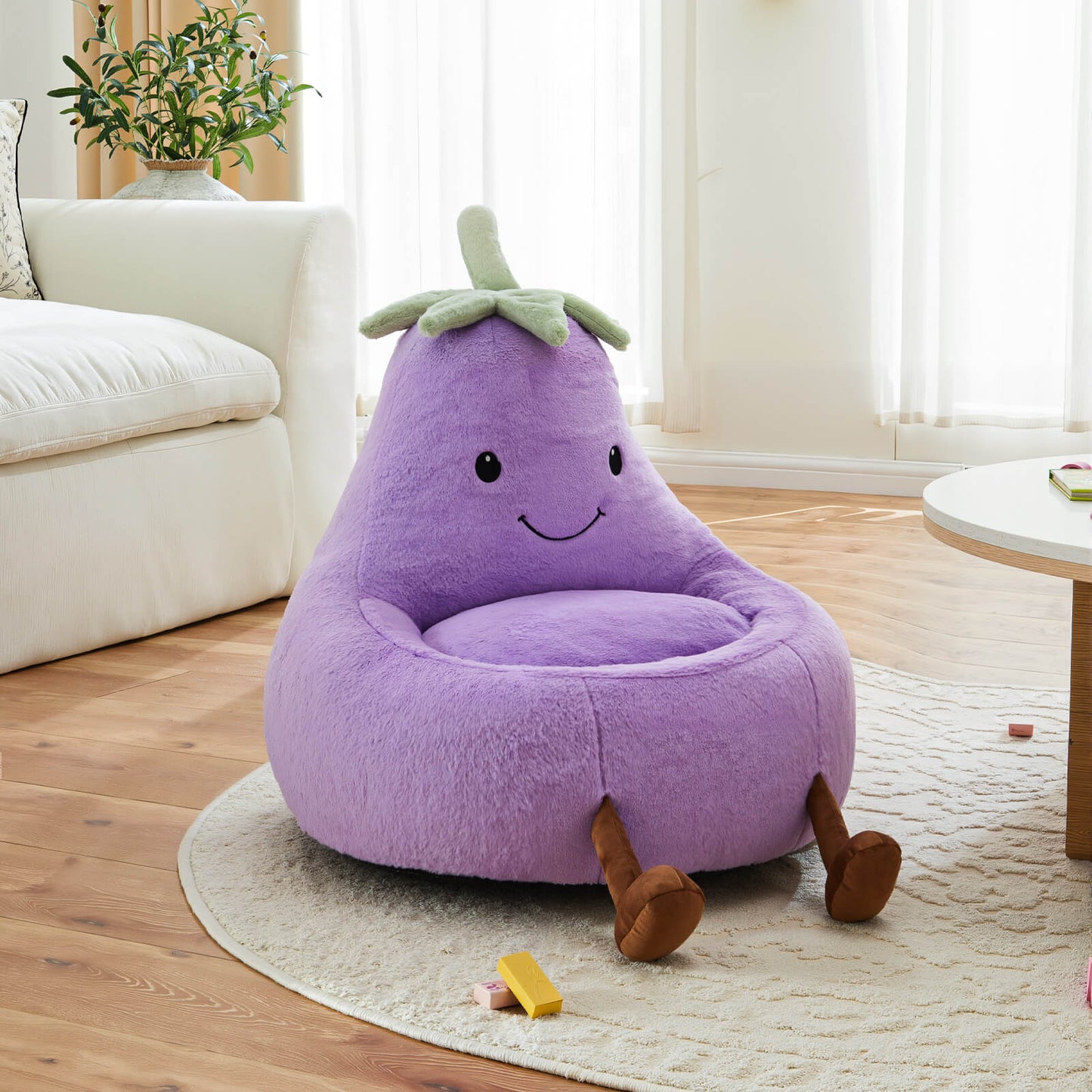 Eggzu Eggplant Bean Bag Chair – Soft ＆ Supportive