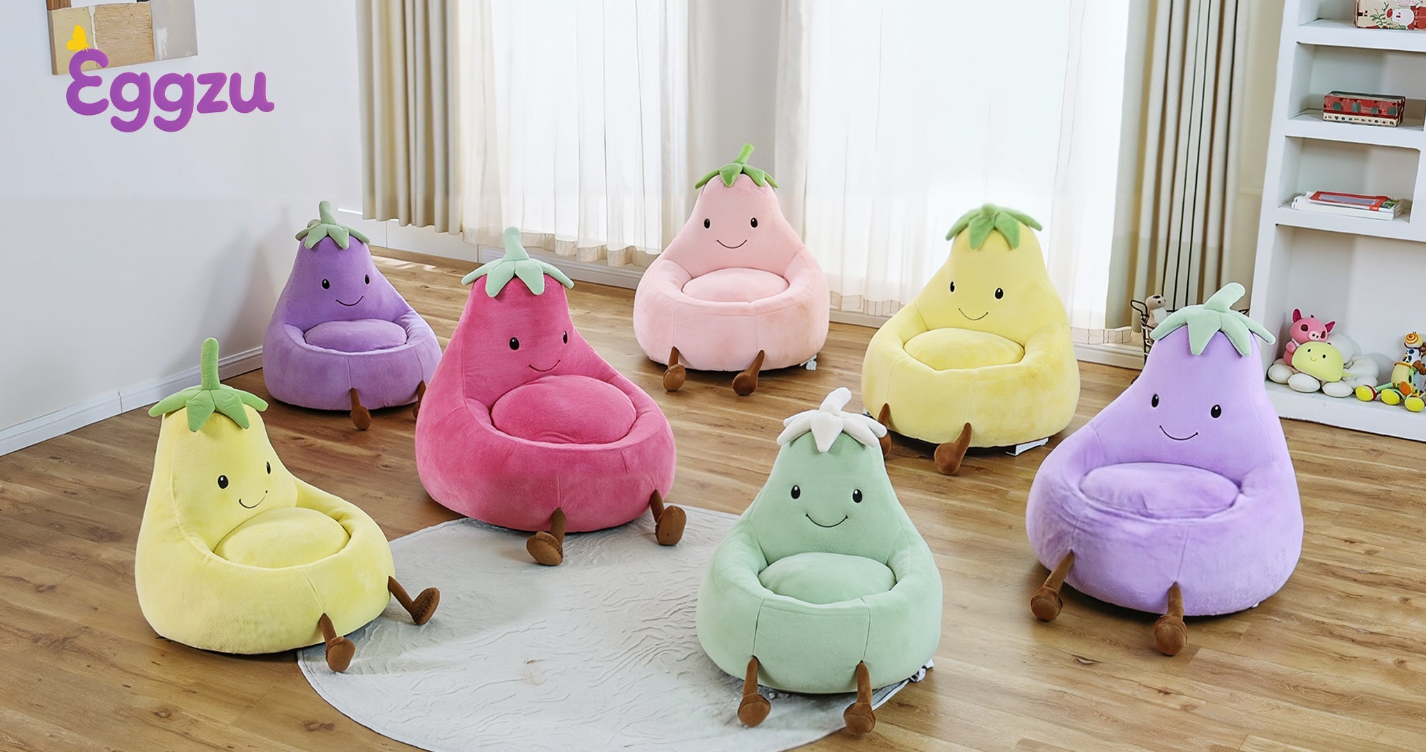 Eggzu Eggplant Bean Bag Chair – Soft & Supportive