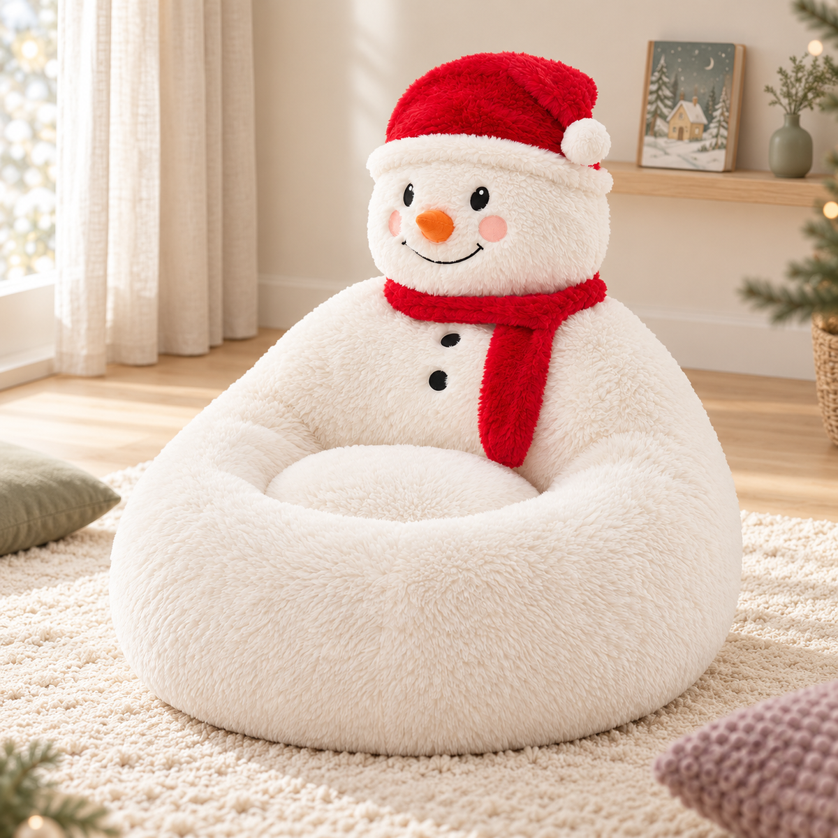 Snowman Chair in a calm family reading corner